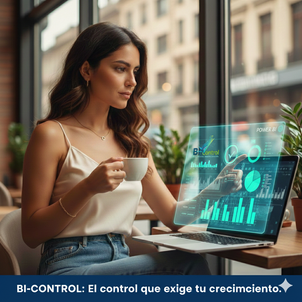 Ejecutiva usando un panel de control con indicadores de gestión.
